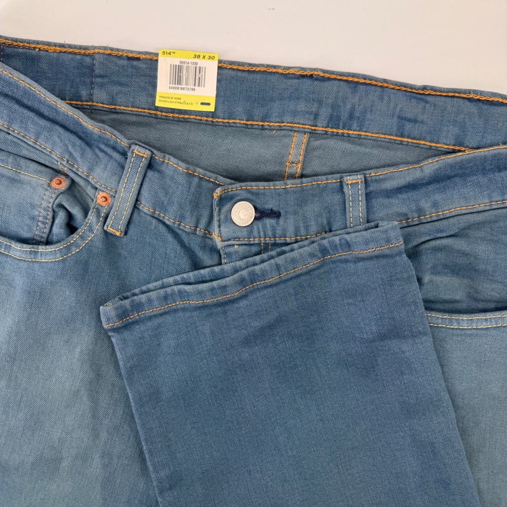 Levi's 514 Straight Jeans Mens 38x30 Blue Flex Stretch Regular Fit 00514-1330